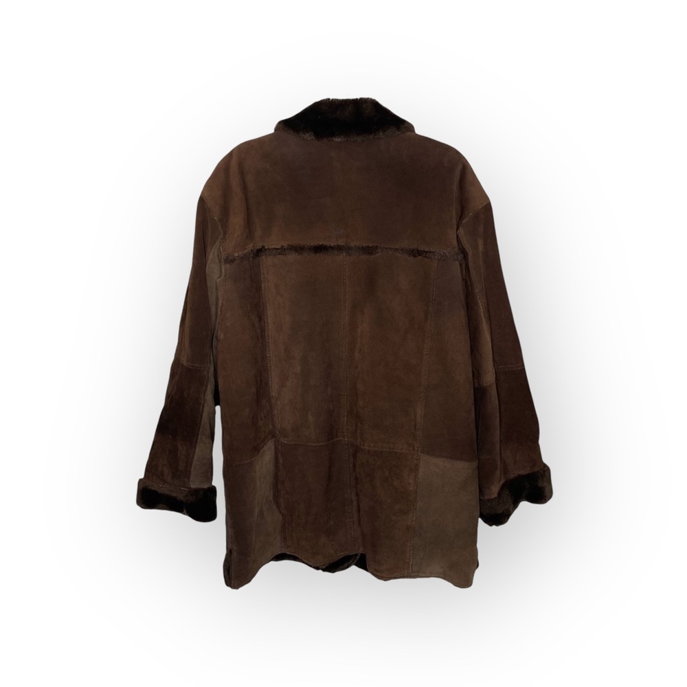 Bagatelle 𖤐 Leather Shearling Lined Chore Rancher Barn Duffle Coat 𖤐 Fur Trim XL - Picture 3 of 16